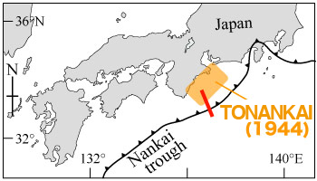 The area of the Nankai Trough where <em>CHIKYU</em> is drilling