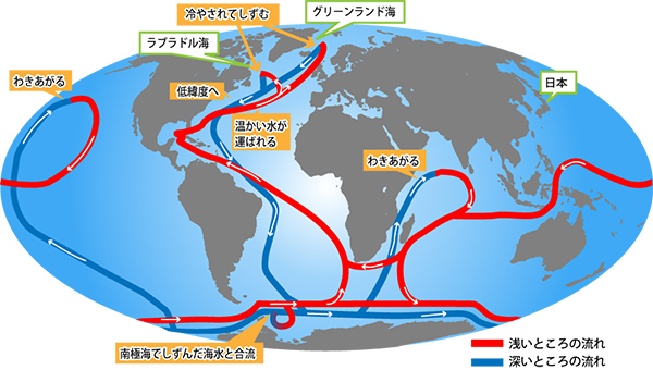 大西洋を起源とする全球規模の熱塩循環流