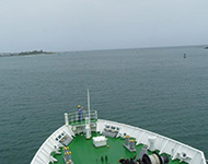 サンファン港を出港、右手に見えるのがプエルトリコの世界遺産