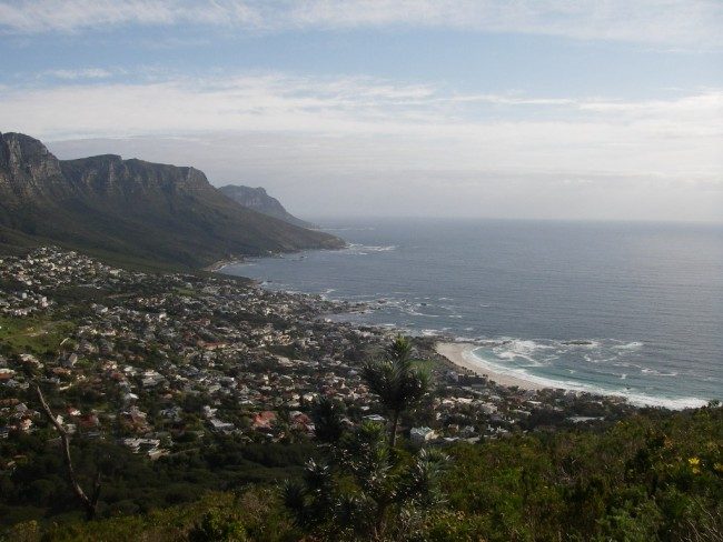 Figure 1.   View from Table Mountain toward the Cape of Good Hope, at the southern tip of Africa. This is close to where the Atlantic Ocean meets the Indian Ocean. (photo courtesy of Yushi Morioka, APL)