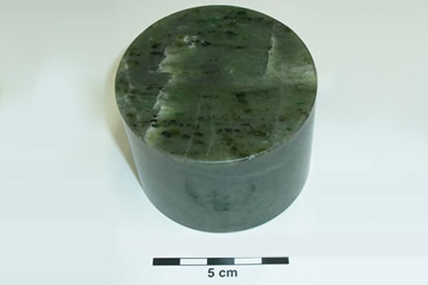 Olivine core sample, named by its’ resemblance to the color of olives.