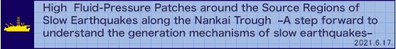 High Fluid-Pressure Patches around the Source Regions of Slow Earthquakes along the Nankai Trough –A step forward to understand the generation mechanisms of slow earthquakes–