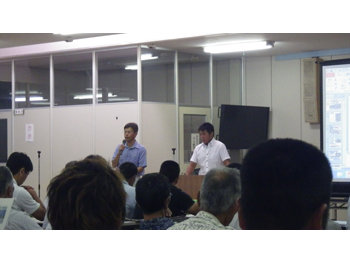 日向野講師と浅尾講師から新しいアサリ増養殖技術が紹介された。