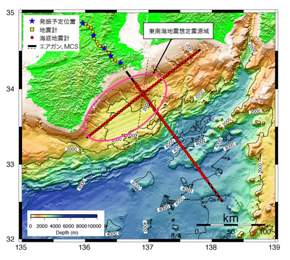 図１：海陸統合構造調査測線図