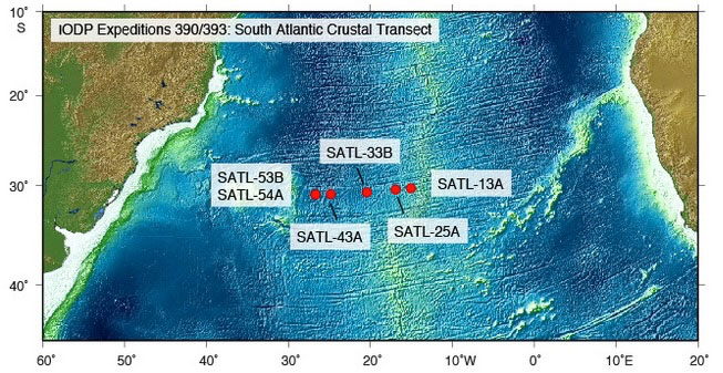 本研究航海の掘削地点