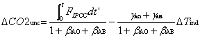 f^CO<sub>2</sub>=((CeOt,0 Fipcc dt')/(1+x[^ao+x[^ab))-((_ao+_ab)/(1+x[^ao+x[^ab))