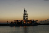 2008年2月、南海トラフ地震発生帯掘削計画ステージ１を終えた「ちきゅう」が、高知港に寄港。