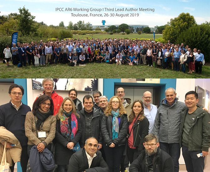 Photo 1. group photo of the third lead author meeting in Toulouse (top) and group photo of the authors of Chapter 5 at the second meeting; Deputy group leader Patra is in the front row, left.