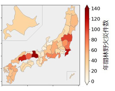 図3 都道府県別の年間林野火災件数