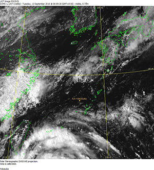 9月13日時点の海域付近の衛星画像