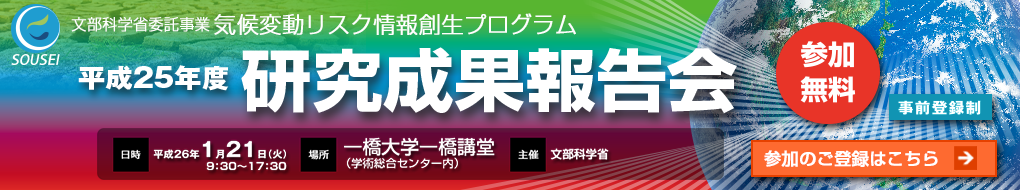 気候変動リスク創生プログラム　平成25年度研究成果報告会