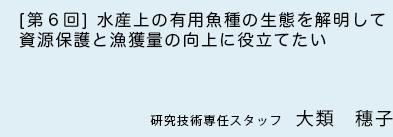 ［第6回］水産上の有用魚種の生態を解明して資源保護と漁獲量の向上に役立てたい